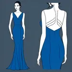 floor-length blue gown with scalloped hem image